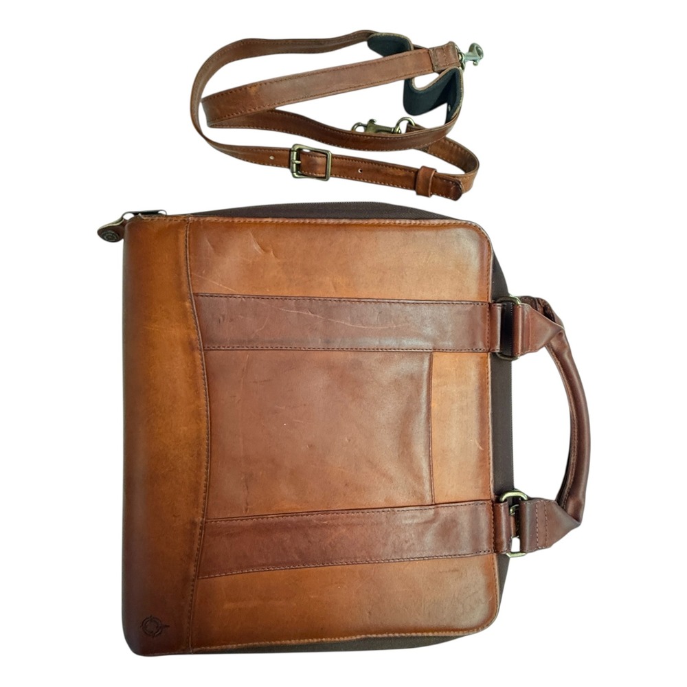 Franklin Covey Leather Zip Around Business Portfolio Planner Organizer‎ Brown